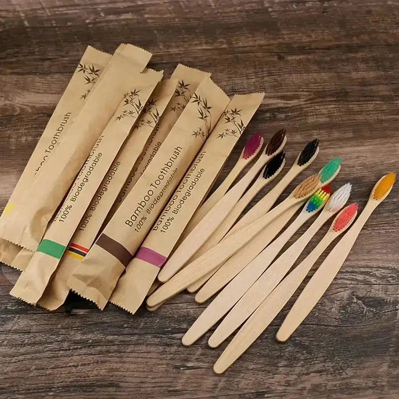 Kit 10 Escova de Dentes de Bambu – Cerdas Macias