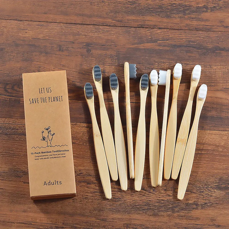 Escova de Dentes de Bambu com 10.000 Cerdas Ultramacias – Kit com 10 Unidades