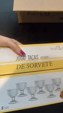 Jogo De Sobremesa Tigela Bowl 12 Peças 120ml Em Vidro Desenhado