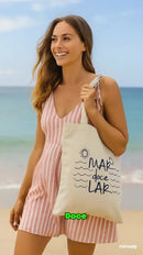 Bolsa de Praia Ecobag Mar doce Lar ecológica algodão cru