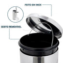 Kit Lixeira 3 litros Inox + Escova Sanitária Inox para Banheiro