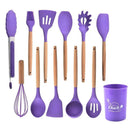 KIT de Utensílios Para Cozinha em Silicone e Bambu 12 Peças