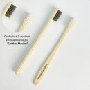 Kit Escovas de Bambu Ecológicas Natural Macias Com Cores Sortidas