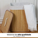 Cesto de Roupa Suja Bambu Com Tampa e Alças 50 Litros Grande Organizador Multiuso
