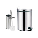 Kit Lixeira 3 litros Inox + Escova Sanitária Inox para Banheiro