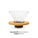 Coador De Café Vidro V60 101 ou 102 Médio Com Argola de Bambu