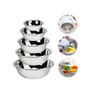 Conjunto Kit 5 Bowls Inox Tigelas Panela Saladeira Multiuso Inox Cozinha Saladas