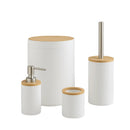 Kit Banheiro Lavabo Conjunto Acessórios lixeira escova 6 Peças Bambu Luxo Preto/Branco