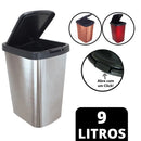 Lixeira Cesto Inox Metalizado 09 Litros Com Tampa Click Label Vermelho Rose Gold Banheiro Cozinha
