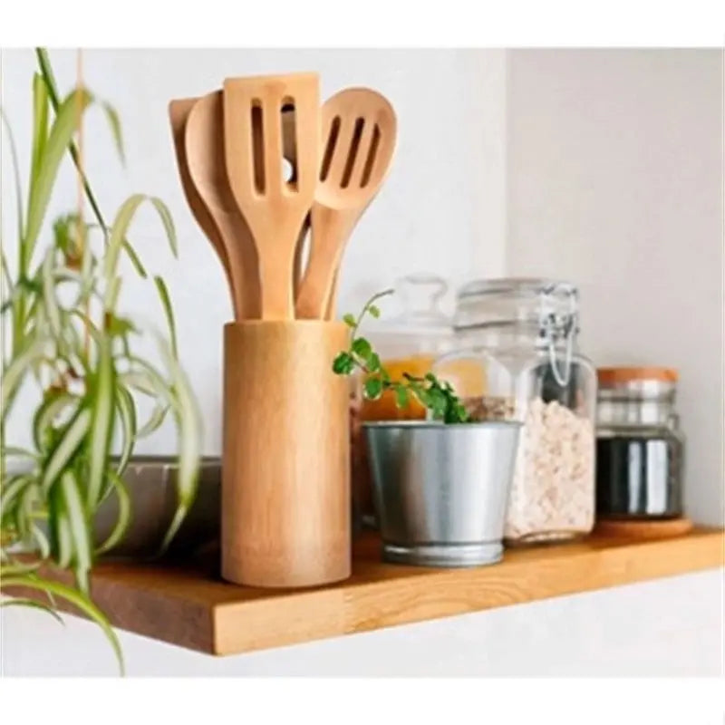 Kit de Colheres de Bambu – Utensílios de Cozinha Sustentáveis e Resistentes (5 Peças)